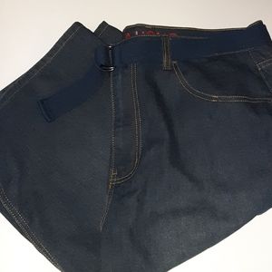 Linea Uomo Mens Denim Belted Long Shorts Size 40